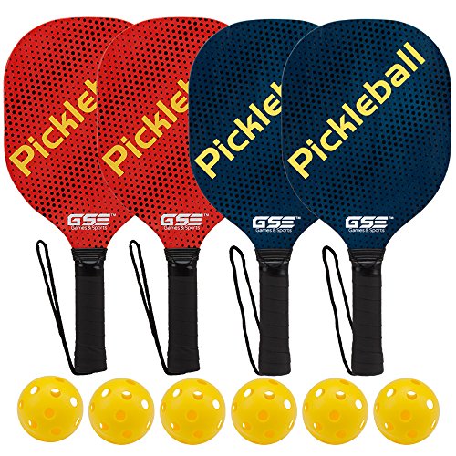 GSE Games & Sports Wooden Pickleball Paddle Set (4 Paddles + 6 Balls) - Thumbnail 5
