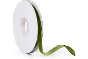 ONCOFAN Christmas Ribbon Spool Olive Green Vintage Velvet Ribbons for Gift Wrapping Christmas Tree DIY Crafts, Wreath Decoration, Bow Making (3/8'' x 10 Yards)