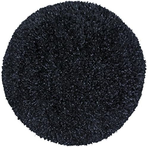 Black Shimmer Shag (3'x3') Round Rug