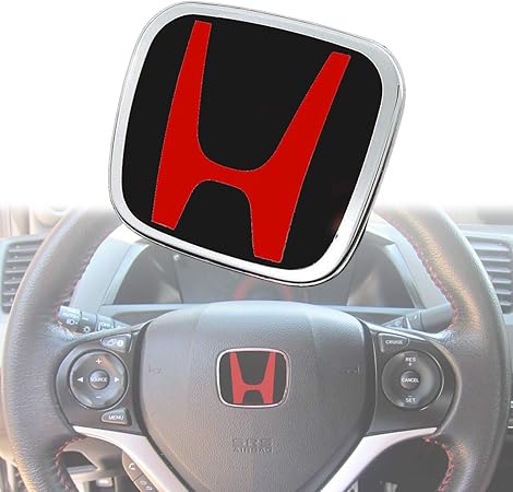Amazon Jdm ホンダ レッド ブラック Hステアリングホイールエンブレム ホンダ シビック Eg6 Ek4 Ek9 Fd Fc1用 エンブレム 車 バイク