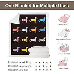 Sleepwish Colorful Dachshund Fleece Throw Blanket