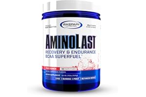 Gaspari Nutrition Aminolast, Recovery and Endurance BCAA Superfuel, 2:1:1 Amino Acid Ratio, Fueled with Electrolytes (30 Servings, Fruit Punch)
