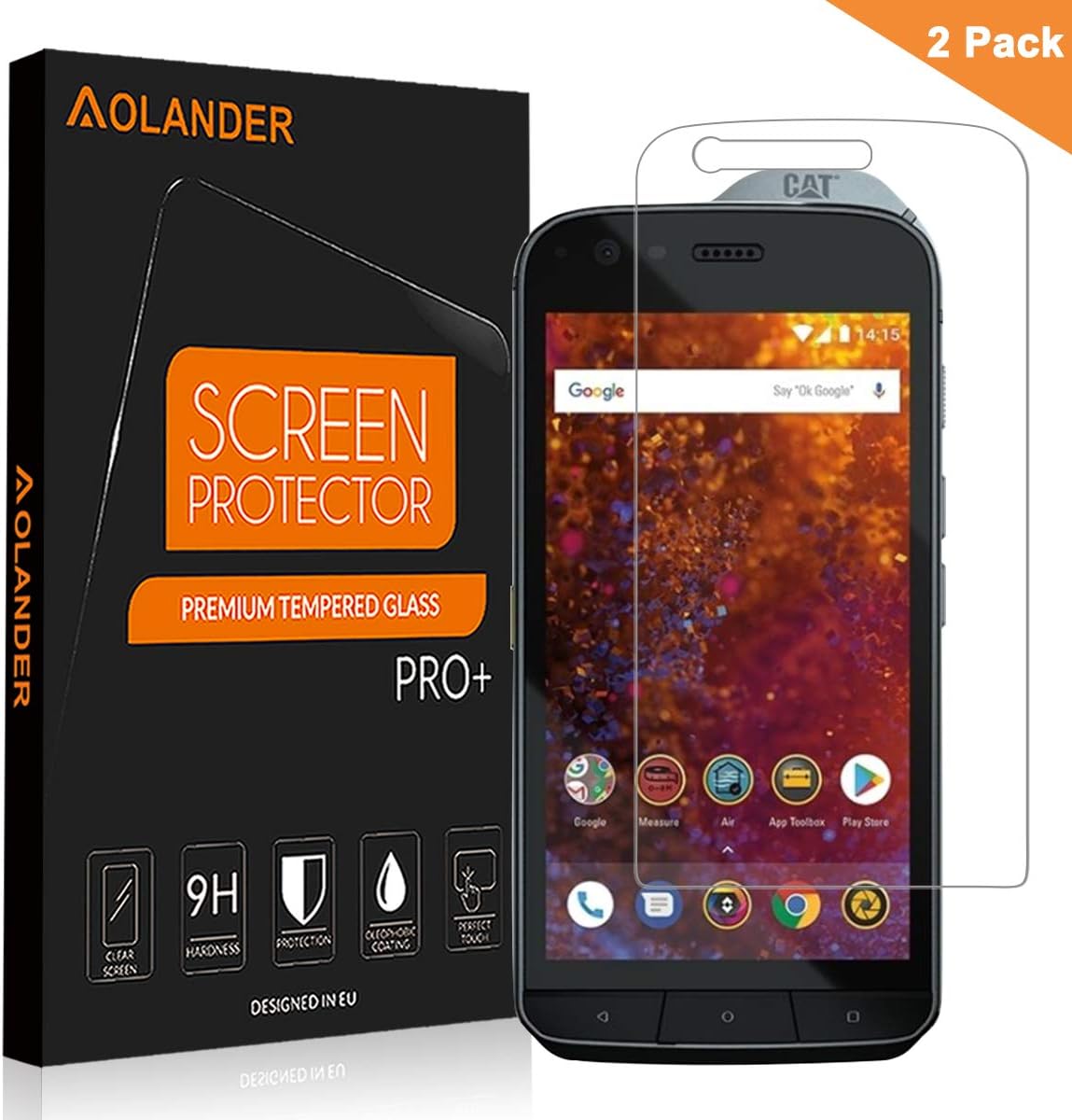 AOLANDER Cat S61 Screen Protector, Cat S61 HD Premium Tempered Glass Film with 9H Hardness [0.3mm, 2.5D][Case Friendly] [Bubble-Free] [Easy Installation] for Cat S61【2 PACK】