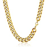 PROSTEEL Trendy Cuban Chain Necklace, Solid & Sturdy, Silver/Gold/Black Tone 316L Stainless Steel Chains, 3mm/6mm/9mm/12mm, 14-30 inch, Come with Box