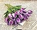 FLOWER Wholesale Tulip Latex Real Touch for Wedding Bouquet KC456 (Purple, 10pcs)