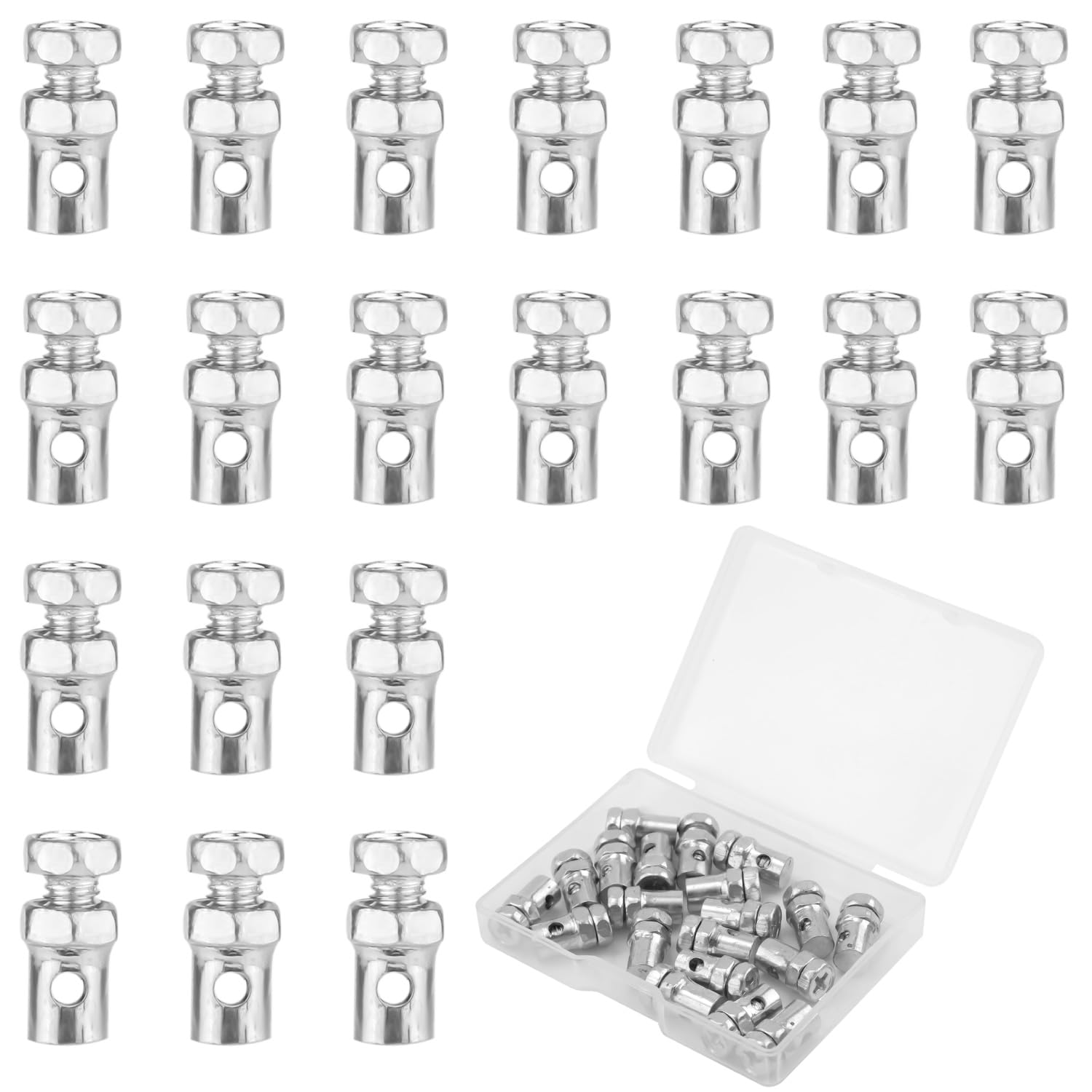 Photo 1 of 20pcs Universal 1/8" Clutch Brake Throttle Cable Ends, Go Kart Throttle Cable Stops Locks Repair Kit Bicycle Brake Cable Crimp Ends for Bike Motorcycles Scooters Lawn Mowers Tractors Parts (Silver)