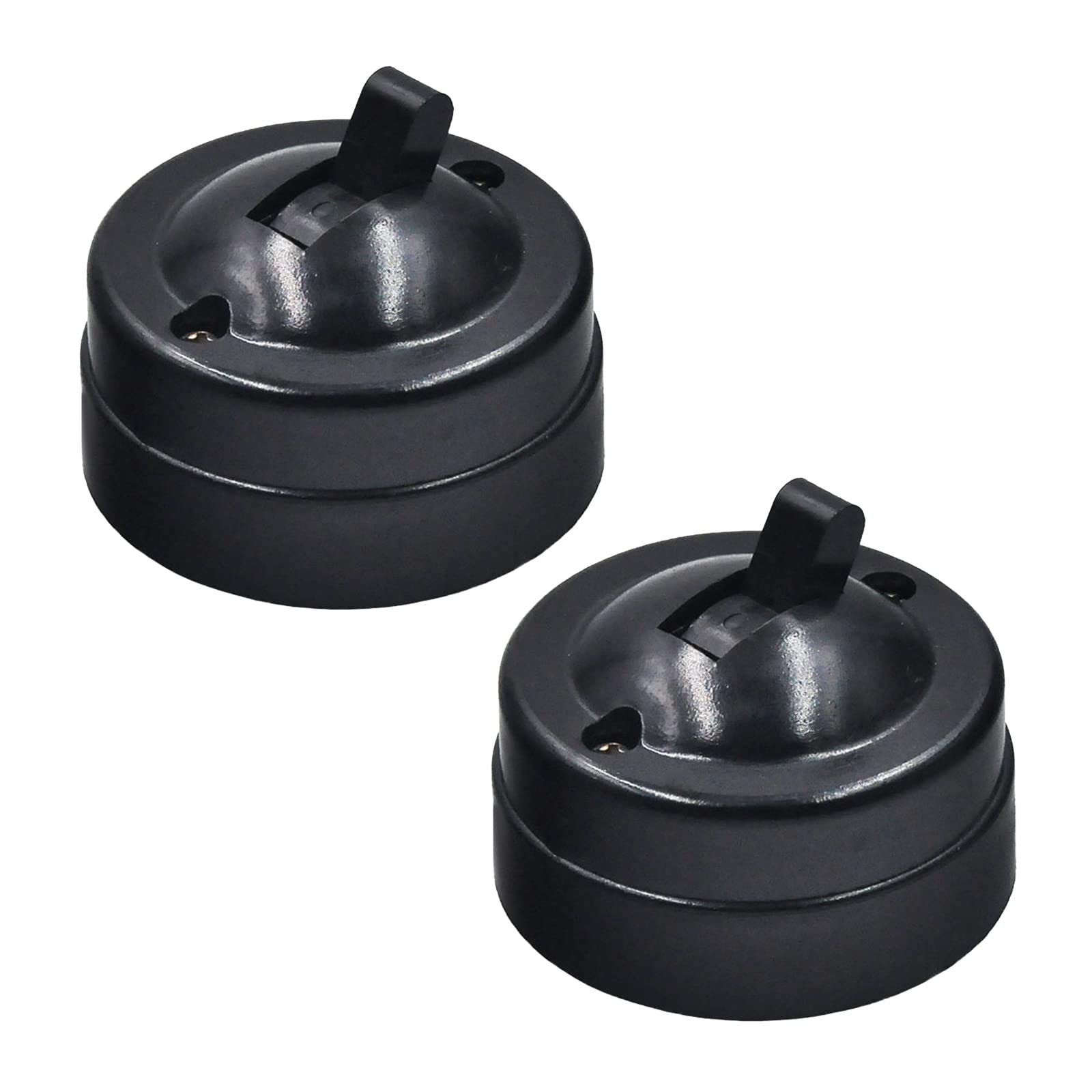 2 Pcs Retro Single-Control Switchs Black Round Light Switchs Old-Fashioned Toggle Switchs for Home Office Hotel