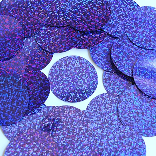 Sequin Round 1.5 inch Violet Blue Glitter Hologram Multi Metallic. Couture Paillettes Made in USA. For embroidery, bridal, applique, arts, crafts, and embellishment.