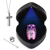 Small Urns for Human Ashes Keepsake with Heart Box, Urn Necklace and Funnel, Beautiful Memorial Gifts Mini Cremation Urns That Holds Ashes of Loved One, Tiny Sharing Urns, Purple