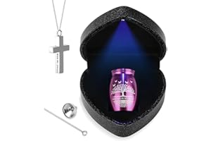 ABIGIO Small Urns for Human Ashes Keepsake with Heart Box, Urn Necklace and Funnel, Beautiful Memorial Gifts Mini Cremation Urns That Holds Ashes of Loved One, Tiny Sharing Urns, Purple