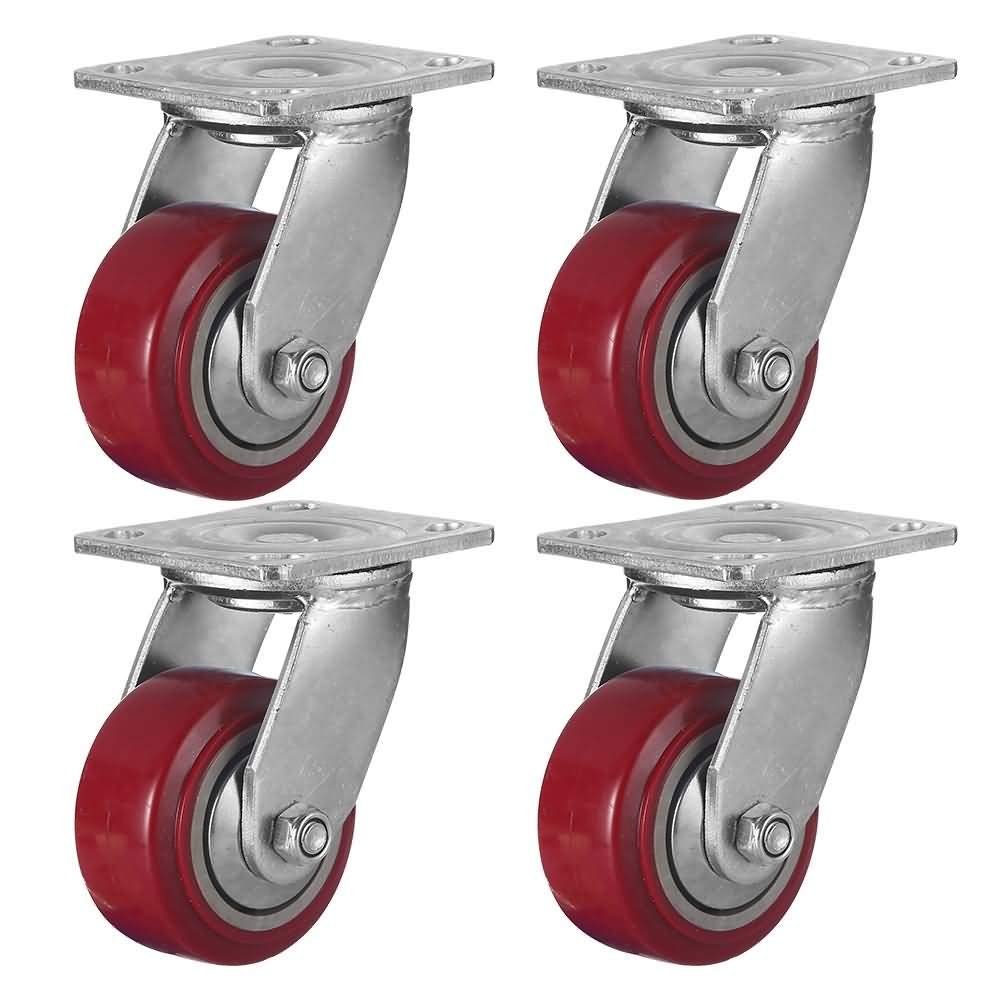 FactorDuty 4" X 2" Heavy Duty Caster Set of 4 Swivel Caster Wheels Polyurethane On Polyolefin Industrial Grade Premium Quality 2800lbs Total Capacity: Industrial & Scientific