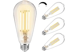 DAYBETTER 4 Pack Vintage LED Edison Bulbs, E26 Led Bulb 60W Equivalent, Dimmable Led Light Bulbs, High Brightness 800 LM Warm White 2700K, ST58 Antique LED Filament Bulbs, Clear Glass Style for Home