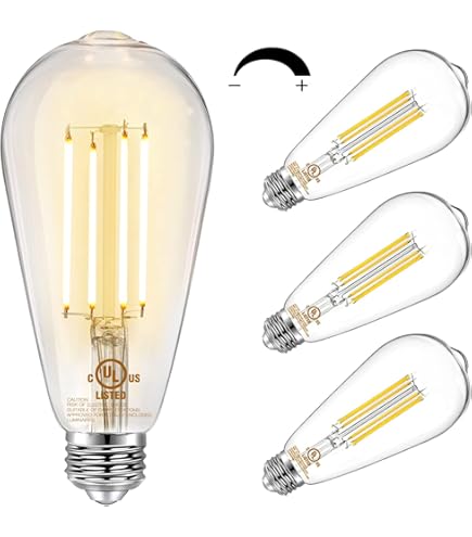 Bombillas Decorativas E27 ST64 4W Regulable, AC 230V, 400LM Blanco Cálido 2700K, Equivalente Incandescente 40W, Bombilla Filamento Retro Vintage E27 Para Cafetería, Restaurante, Paquete De 3
