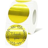 Yeachlaing 1.5 Inch Gold Round Thermal Stickers, Self-Adhesive Circle Direct Thermal Labels, Multi-Purpose Roll Sticker Labels(500 Labels,1 Roll)