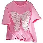 SweatyRocks Girl's Cute Bow Tee Shirt Short Sleeve Crew Neck Summer Top