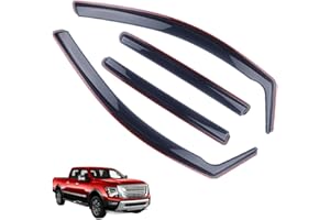 LONGKEES in-Channel Window Visors Rain Guards FIT Nissan Titan 2017-2025 Crew Cab (2017-2025) – 4-Piece in-Channel Dark-Smoke Polycarbonate Vent Deflectors