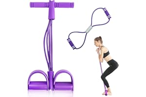 6-Tube Foot Pedal Resistance Bands with Handles | Figure 8 Resistance Band, Full Body Workout Kit for Home Gym, Strength & To