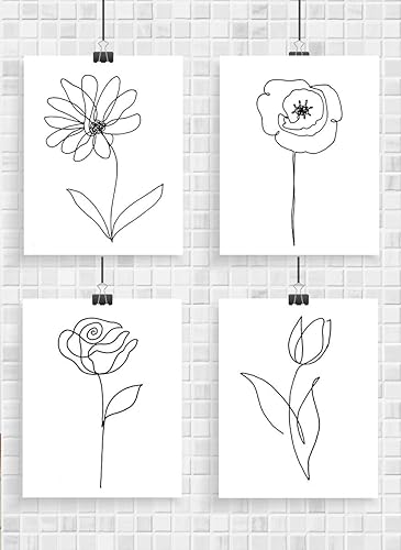 Amazon Com Flower Wall Art Set Of 4 Unframed 8x10 Prints Rose