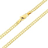 Nuragold 14k Real Yellow Gold Solid Cuban Curb Link 2.5mm Chain Necklace (16"-28") Italian Jewelry for Men & Women
