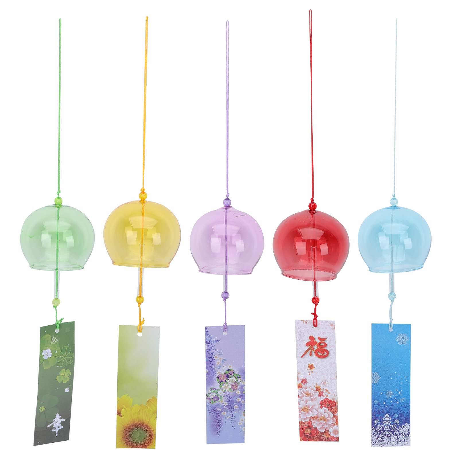 5PCS Wind Chimes for Garden - Japanese Wind Chimes Indoor, Colorful Glass Wind Bells Japanese Wind Chime for Outdoor Birthday Home Decor Japanese for Women Men