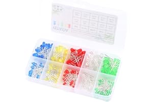 YETAIDA 3mm & 5mm Led Diodes Assortment Kit, Pack of 200 pcs, 3V Universal Single Color Red/Green/Blue/Yellow/White, Applied to Circuit Design/Science Project/Experience/Christmas Light
