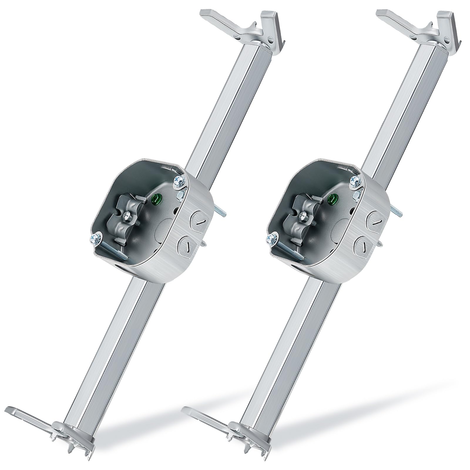Photo 1 of Therwen 2 Pcs Adjustable Fan Electrical Box Brace 14.2 Inches Long Silver Ceiling Fan Mounting Bracket for Fans and Light Fixtures