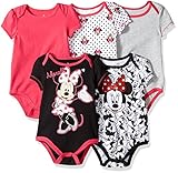 Disney Baby Girls  Girl Minnie 5 Pack Creeper, Black, 6-9 Months