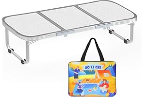 AO LI GEI Folding Camping Table Small with Storage Bag,Adjustable Height Portable Picnic Table,Upgraded Thickening Lightweight Outdoor Table Aluminum Legs (Sliver:15.7"x35.4", Height:10.6")