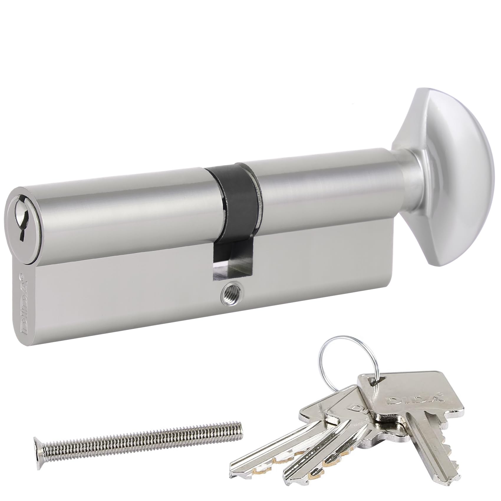 DIDA® 95mm(45T/50) Thumb Turn Euro Cylinder Lock,UPVC Barrel Lock with 3 Keys Anti-Pick,Anti-Bump,Anti-Drill,High Security,Nickel Finish,Suitable for All Door Types,BS EN 1303:2005