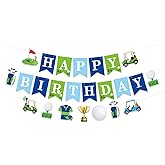 Golf Birthday Party Banners Pre-Strung 3PCS Green Golf Happy Birthday Banner Sign Golfs Sports Themed Birthday Party Decorations Golfs Ball Partys Hanging Banners for Sports Themed Baby Shower Supplies