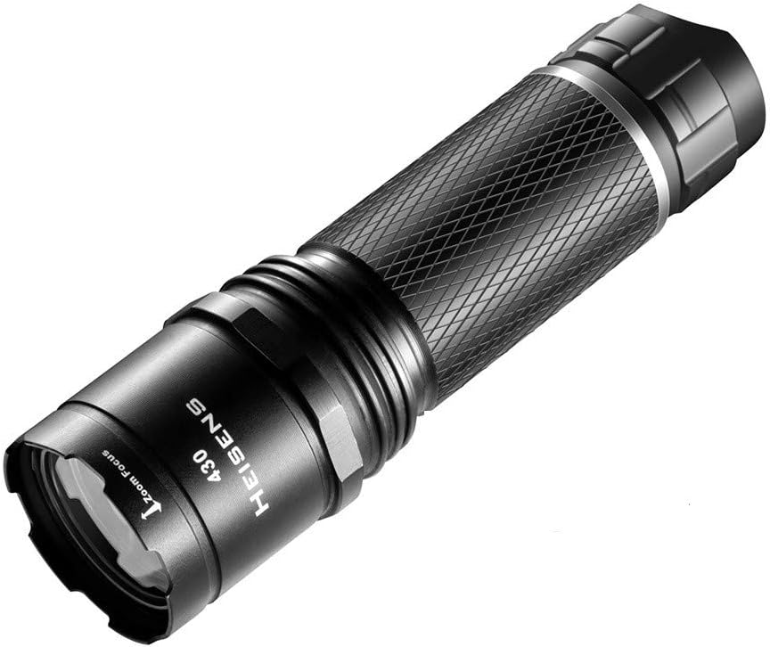 Heisens High Power Durable LED Flashlight 430 Lumens IPX4 Water Resistant 3 Modes Zoomable Best Camping Outdoor Emergency Everyday Flashlights - - 