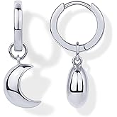 PAVOI 14K Gold Plated 925 Sterling Silver Posts Charm Huggie Earrings for Women | Lightweight Love Heart Moon Flower Star Drop Dangle Huggie Charm Earring - Valentines Day Trendy Jewelry