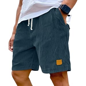 Medapo Corduroy Shorts for Men 2026 Summer Casual Elastic Waist Drawstring Workout Gym Beach Vacation Shorts with Pockets