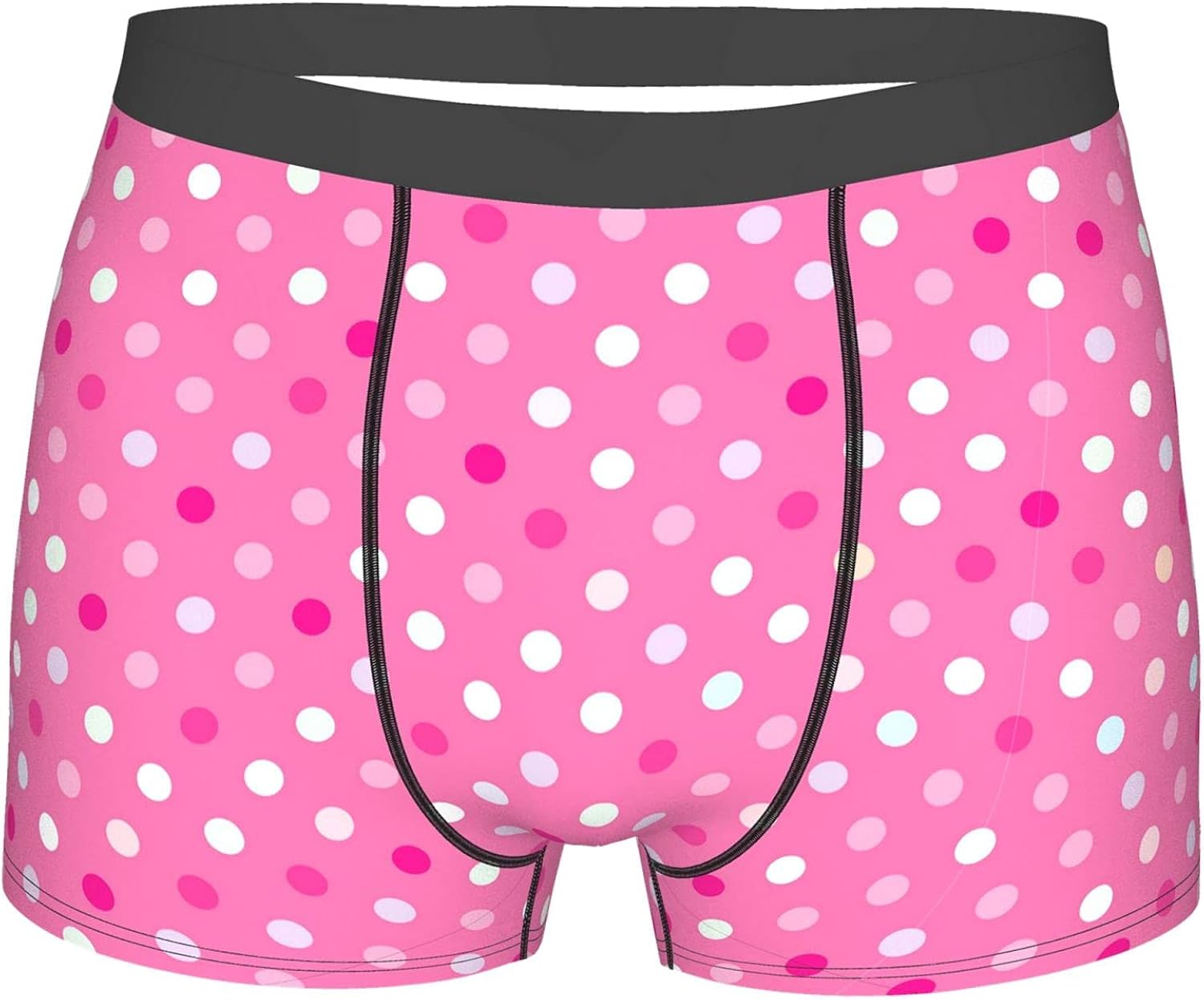 REDDATES Men's Underwear pink polka dots print Classic Stretch Boxer
