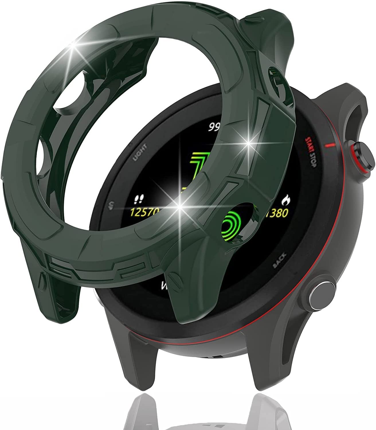 Miimall Case Compatible with Garmin Forerunner 255S/Forerunner 255S Music, Ultra-Thin Protective Frame Shockproof Silicone All-Around Protective Cover for Forerunner 255S 41mm - Green