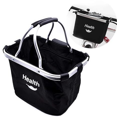 ANZOME Fahrradkorb Vorne Abnehmbar Fahrradkorb und Lenkeradapter Set - Schwarz