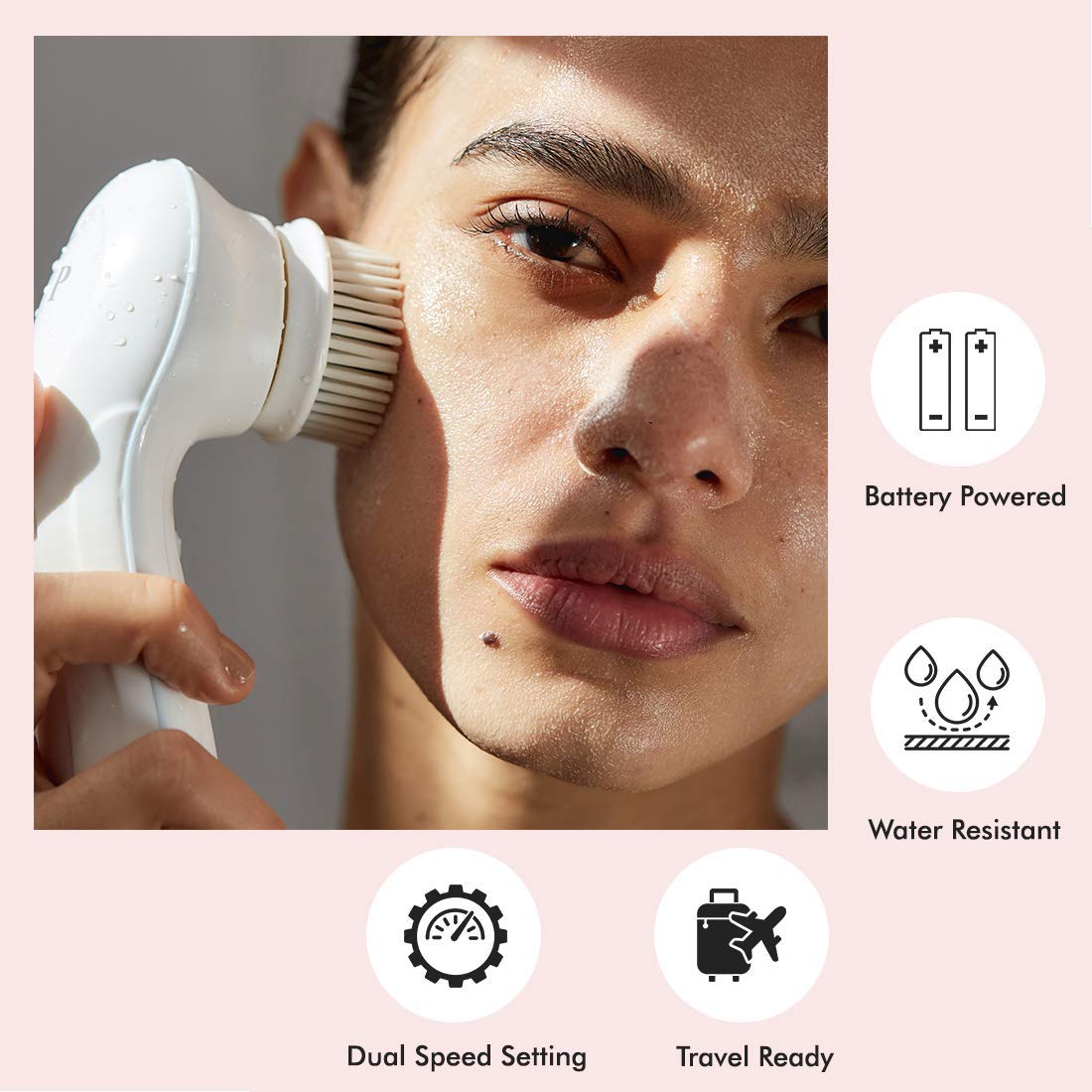 Vanity Planet Facial Cleansing Brush Ultimate Skin Spa with 3 Interchangeable Face Brushes for Cleansing, Exfoliating and Silicone Brush, Protective Case, Cordless, Water Resistant (Bombshell Blue): Beauty
