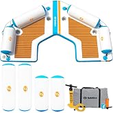 Solstice 5-Person Classic Inflatable Dock, Floating Water Raft Platform, 6ft x 5ft - Outdoor Fun for Lake, River, Swimming Pool &amp; Beach, Includes Pump w/Gauge, Carry Bag &amp; Repair Kit
