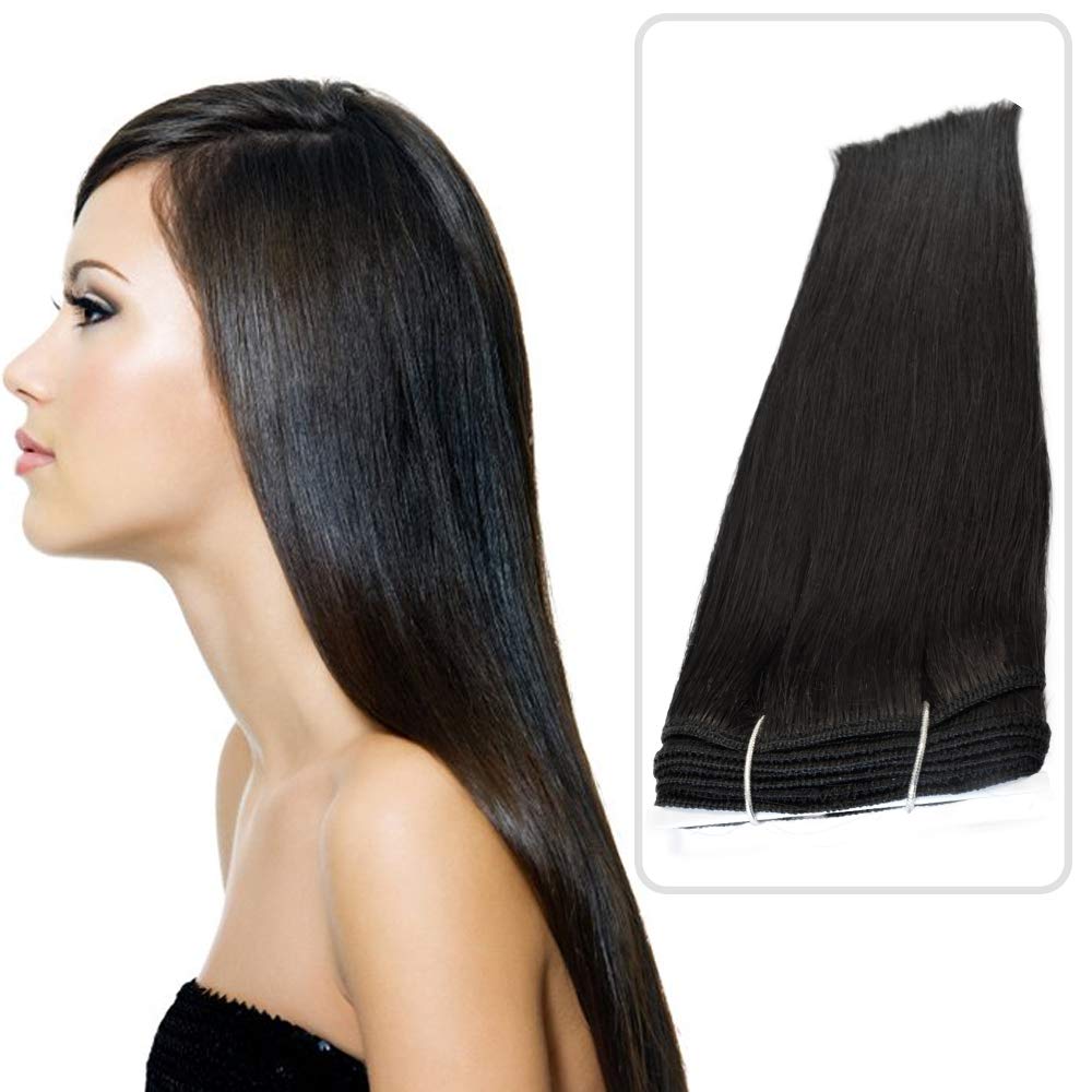 1b Natural Black 115g Full Head Remy Human Hair Weaves Weft For