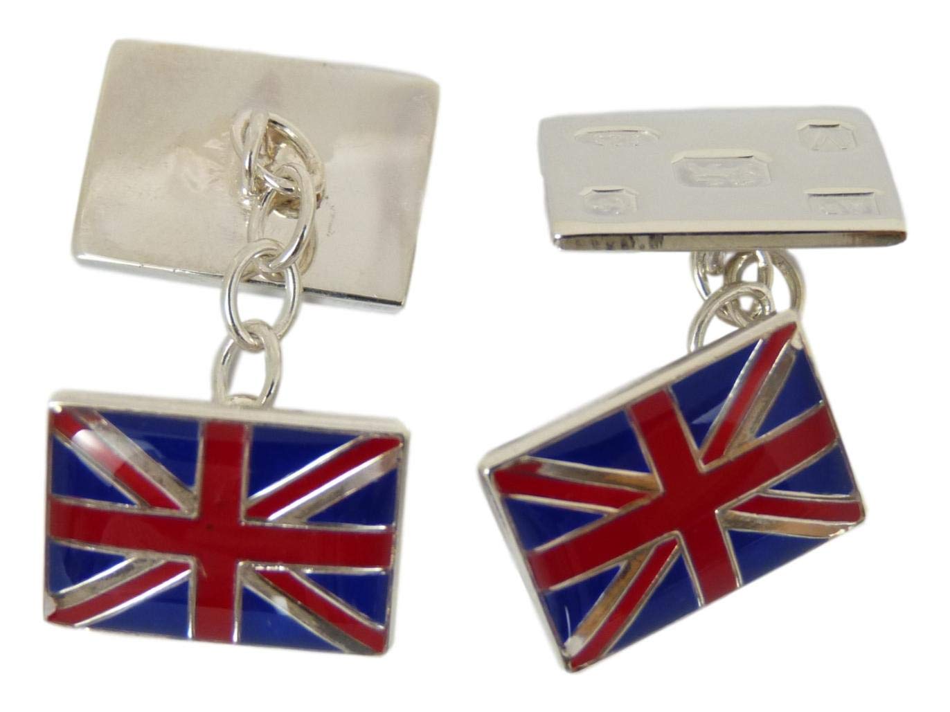 Merritt Robinson CATORS - Sterling Silver Cufflinks - Enamel Union Jack/Flag w Large Hallmarks