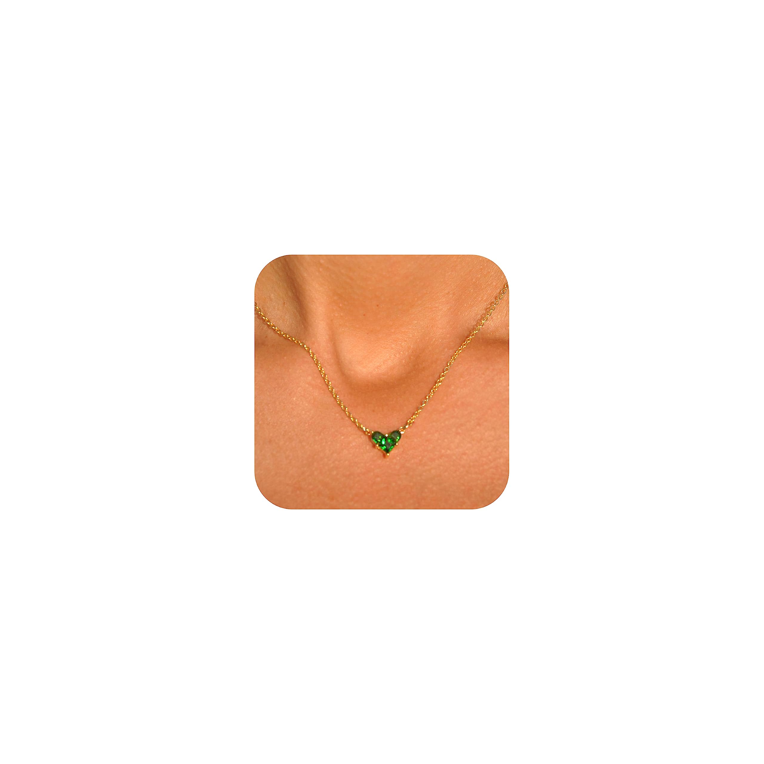 WFYOU Gold Heart Necklace for Women Dainty Tiny 14k