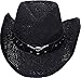 TAUT Unisex Woven Straw Ranch Cowboy Hat with Shapeable Brim Bull_Black