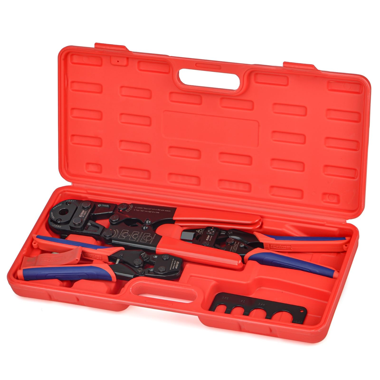 Photo 1 of iCrimp PEX Crimping Tool Set for Copper Crimp Ring and PEX Cinch Clamp, Crimping and Removing PEX Crimp Fittings 1/2'', 3/4'', 1'', 7 Pieces