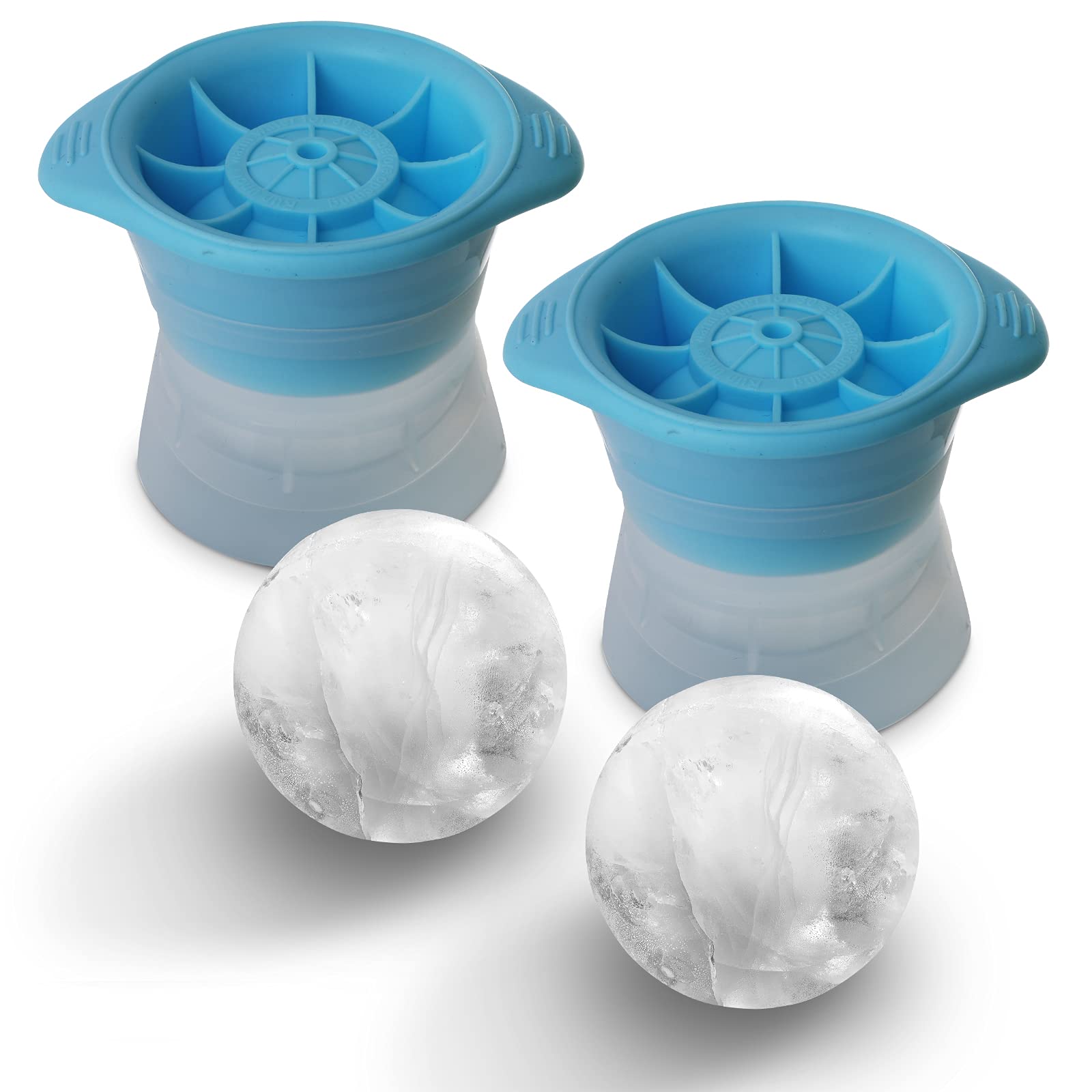 LINGLAN Sphere Ice Molds 2.5 inches Large Ice Cube Trays Set of 2 (Blue)