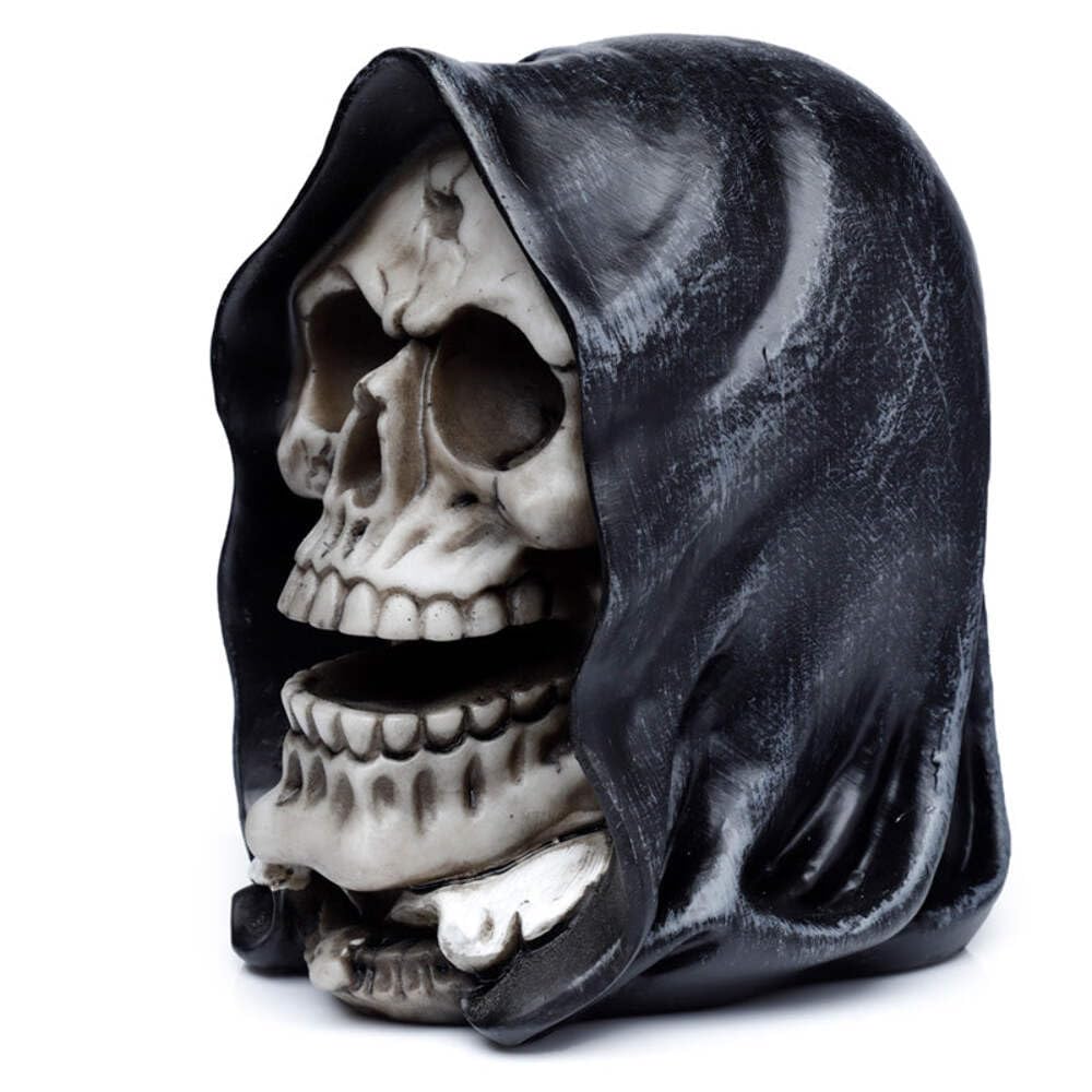 Puckator The Reaper Skull Head Ornament - Home Decoration - Reaper Skull - Ornaments - Resin - Home Accessories - Living Room Accessories - Human Skeleton - Goth Gifts For Men