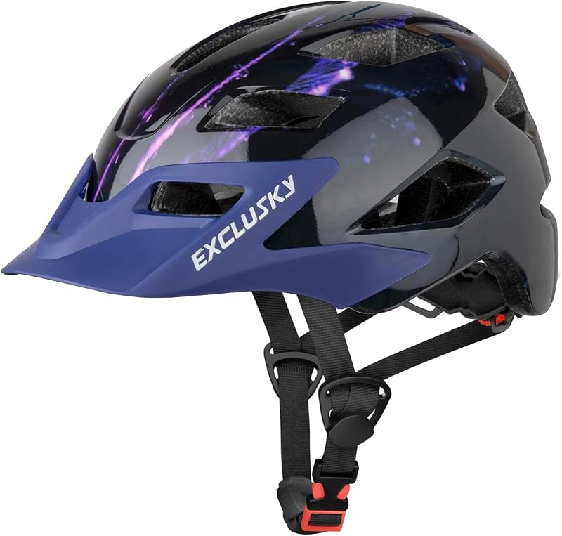 EXCLUSKY Kids Bike Helmet 50-57cm Dark Purple 5-13 Years EU CE Certified
