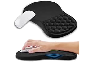 Kuosgm Ergonomic Mouse Pad Wrist Support with Memory Foam Massage Bulge, Carpal Tunnel Pain Relief Mousepad Wrist Rest for Mouse(12x8 inch, Black)