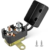 RED WOLF (40A 1PC) DC 12V-24V Automatic Reset Circuit Breaker #10-32 Studs with Metal Fuse Housing Pre-Trimmed Cover Reusable for Trolling Motor Marine ATV Boat RV Automotive Battery Solar System