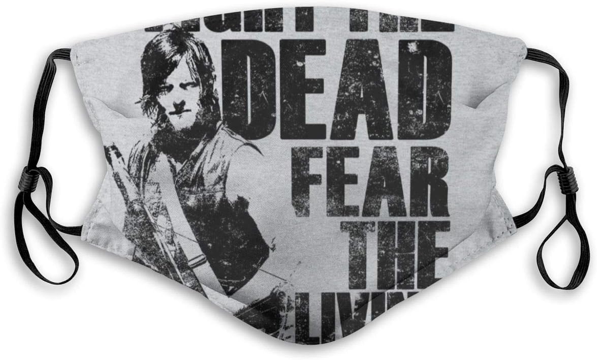 Walking Dead Daryl Fight The Dead Fear The Living Unisex Face Masks Washable Dust Mask with Filter Replaceable Black