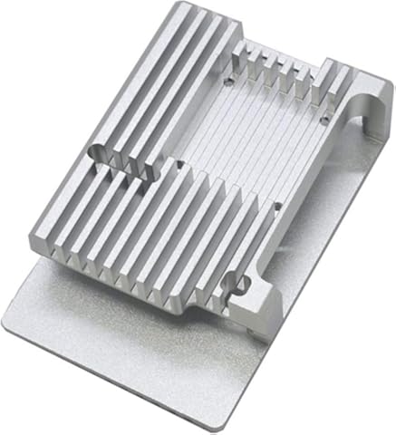 Wivarra para Raspberry Pi 4 Caja de AleacióN de Aluminio Caja de Cubierta Protectora CNC con Ventilador de Enfriamiento para RPI 4 Modelo B (Plata)